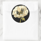 Cream Poppy-ventilator op zwarte achtergrond Ronde Sticker (Tas)