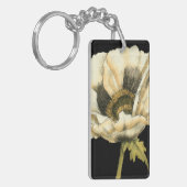 Cream Poppy-ventilator op zwarte achtergrond Sleutelhanger (Voorkant Links)