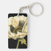 Cream Poppy-ventilator op zwarte achtergrond Sleutelhanger (achterkant)