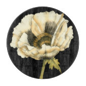 Cream Poppy-ventilator op zwarte achtergrond Snijplank (Voorkant)