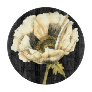 Cream Poppy-ventilator op zwarte achtergrond Snijplank