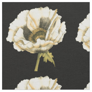 Cream Poppy-ventilator op zwarte achtergrond Stof