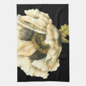 Cream Poppy-ventilator op zwarte achtergrond Theedoek (Verticaal)