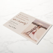 Cream Post Wedding Party Save the Date Folie Kaart (Gedraaid)