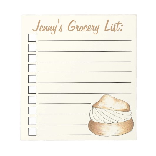 Cream Puff Pastry Chef Grocery Food Shoping List Notitieblok (Voorkant)
