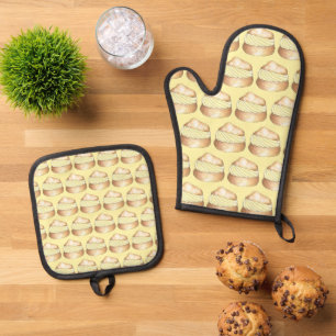 Cream Puff Puffs French Pastry Foodie Baking Towel Ovenwant & Pannenlap Set