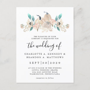 Cream Pumpkin en Eucalyptus Herfst Chic Invitation Briefkaart