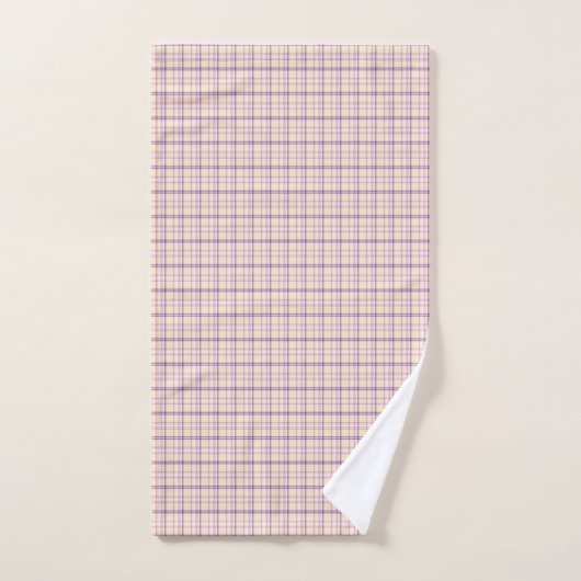 Cream Purple Plaid Classic Pattern Retro Handdoek (Handdoek)