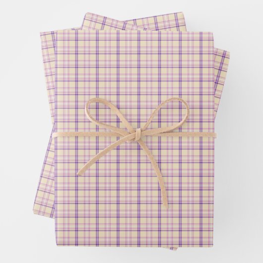 Cream Purple Plaid Classic Pattern Retro Inpakpapier Vel (In situ)