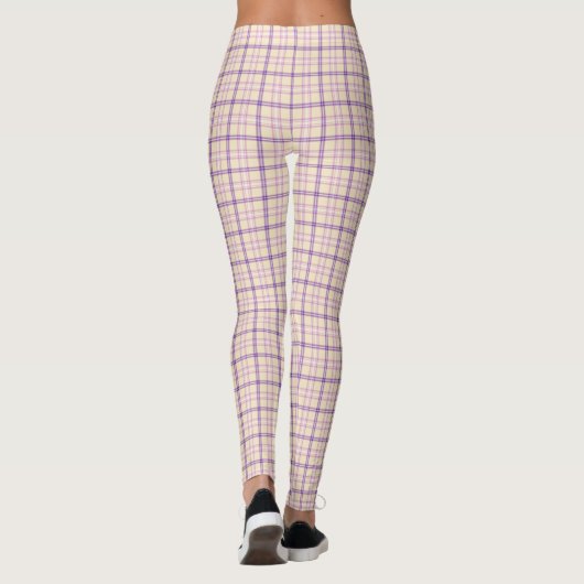 Cream Purple Plaid Classic Pattern Retro Leggings (Achterkant)