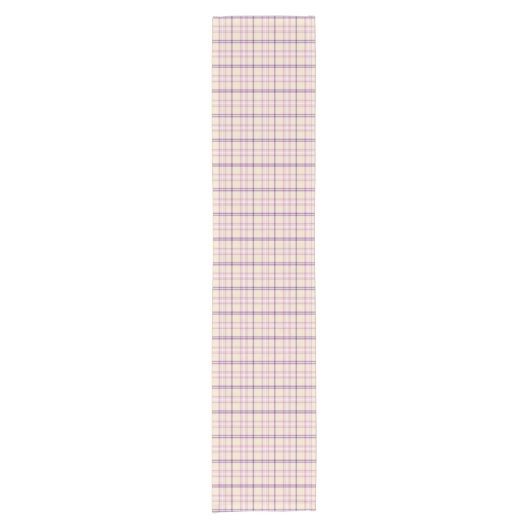 Cream Purple Plaid Classic Pattern Table Runner Korte Tafelloper (Voorkant)