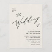 Cream QR-code in één minimalistische bruiloft Uitnodiging Briefkaart (Voorkant)