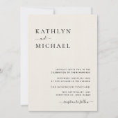 Cream QR-code in één modern minimalistisch huwelij Kaart (Voorkant)