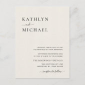 Cream QR-code in één modern minimalistisch huwelij Uitnodiging Briefkaart (Voorkant)