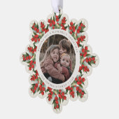 Cream Red Berries+Greenery Christmas Paper Ornament Kaart (Links)