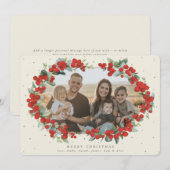 Cream Red Berry + Eucalyptus kerstfoto Feestdagenkaart (Voorkant / Achterkant)
