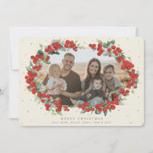 Cream Red Berry + Eucalyptus kerstfoto Feestdagenkaart (Voorkant)