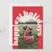 Cream Red Bold Typografie Christmas One Foto Feestdagenkaart (Voorkant)