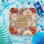 Cream Red Bourgogne Bloemen Verjaardag Papieren Bordje (Feest)