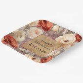 Cream Red Bourgogne Bloemen Verjaardag Papieren Bordje (Gebogen)