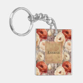 Cream Red Bourgogne Floral Sleutelhanger (Voorkant Links)
