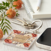 Cream Red Bourgogne Floral Sleutelhanger (Voorkant Rechts)