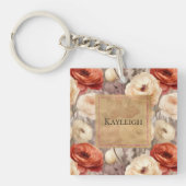 Cream Red Bourgogne Floral Sleutelhanger (Voorkant)
