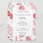 Cream Red Candy Cane Stripes Lollipops Birthday   Kaart (Voorkant / Achterkant)