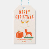 Cream Red Christmas Funky Fun Retro Cadeaulabel (Voorkant)