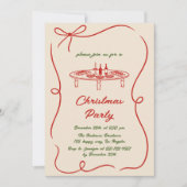 Cream & Red Christmas Party Uitnodiging (Voorkant)