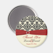 Cream, Red en Black Damask Bedankt Magnet (Voorkant / Achterkant)