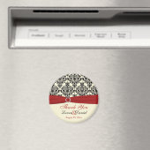 Cream, Red en Black Damask Bedankt Magnet (Insitu (Vaatwasser))