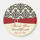 Cream, Red en Black Damask Bedankt Magnet (Voorkant)