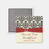 Cream, Red en Black Damask sparen de Magnet van de (Voorkant / Achterkant)