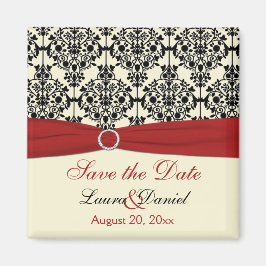 Cream, Red en Black Damask sparen de Magnet van de