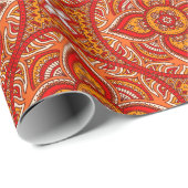 Cream Red en Oranje Circle Mandala Cadeaupapier (Rol Hoek)