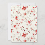 Cream Red Floral Birthday   Kaart (Achterkant)