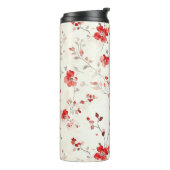 Cream Red Floral Christmas Thermosbeker (Gedraaid links)