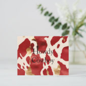 Cream Red Gold Western Koeienhuid Howdy Briefkaart (Staand voorkant)