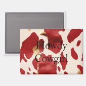 Cream Red Gold Western Koeienhuid Howdy Magneet (Voorkant / Achterkant)