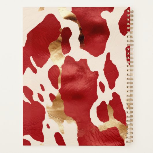 Cream Red Gold Western Koeienhuid Howdy Planner (Achterkant)