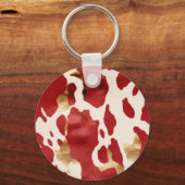 Cream Red Gold Western Koeienhuid Howdy Sleutelhanger (Achterkant)