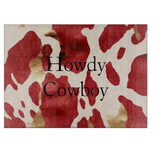 Cream Red Gold Western Koeienhuid Howdy Snijplank (Voorkant)