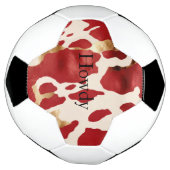 Cream Red Gold Western Koeienhuid Howdy Voetbal (Gedraaid)