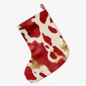 Cream Red Gold Western Koeienhuid Naam Grote Kerstsok (Achterkant (Hangend))