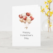 Cream Red Hearts Balloons Valentine's Day Kaart (Gele Bloem)