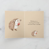 Cream Red Hearts Hedgehog Verjaardag Kaart (Binnen)