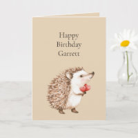 Cream Red Hearts Hedgehog Verjaardag