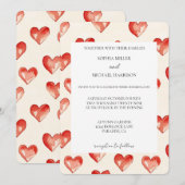 Cream Red Hearts Love Wedding Kaart (Voorkant / Achterkant)