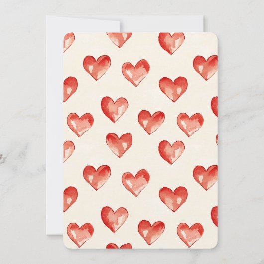 Cream Red Hearts Love Wedding Kaart (Achterkant)